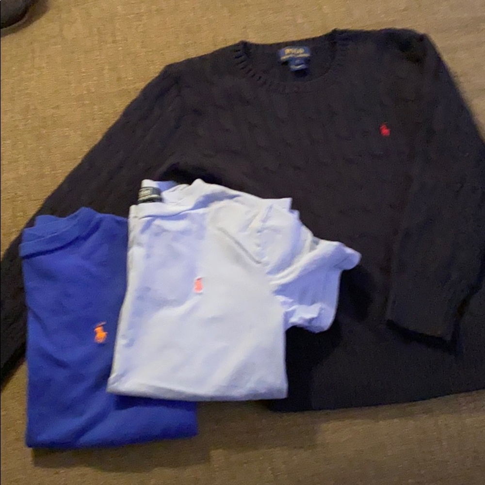 Polo cable knit sweater & shirts